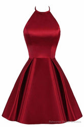 Lovely Halter Short Prom Dress, Homecoming Dresses , Satin Formal Dress